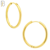 ES95G - 316L Stainless Steel Gold Plated 2mm Thickness Plain Hoops Design Huggies Clip On - 18mm image