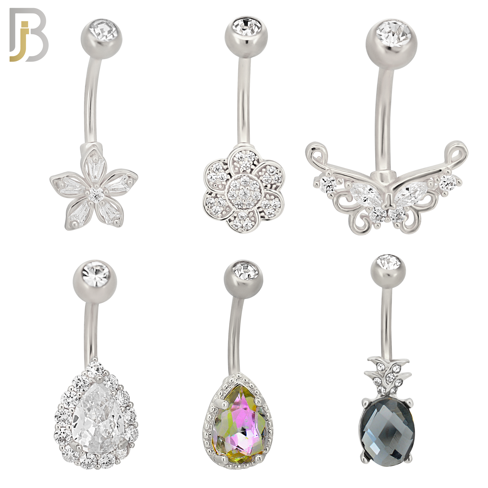PK-NB87M - 316L Surgical Steel Different Designs Banana Navel - Pack of 24 image 1