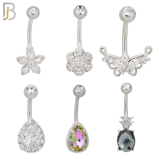 PK-NB87M - 316L Surgical Steel Different Designs Banana Navel - Pack of 24 image 1