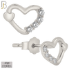 925-ES207 - Push Back - .925 Sterling Silver Heart Design Earring Stud with Clear Zircon image 1