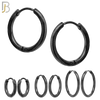 ES95K - 316L Stainless Steel Black Plated 2mm Thickness Plain Hoops Design Huggies Clip On image 0