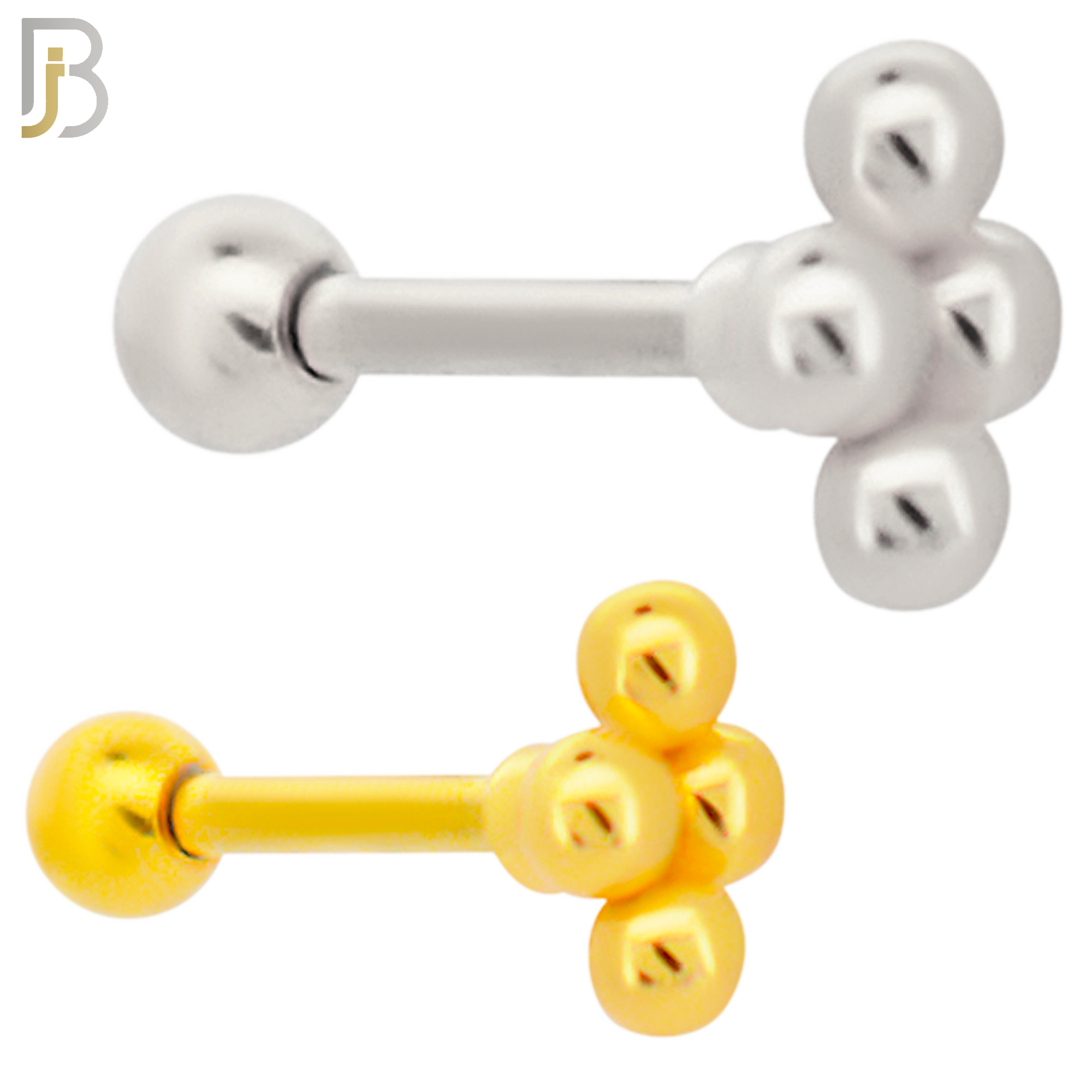 TB24 - 316L Surgical Steel Grape Bunch Leaf Tragus Barbell Cartilage Piercing Screw Ball (PACK OF 6) image 0
