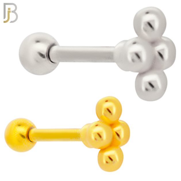 TB24 - 316L Surgical Steel Grape Bunch Leaf Tragus Barbell Cartilage Piercing Screw Ball (PACK OF 6) image 0
