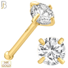 14-NR01D – 20g 14k Solid Gold Prong Setting  Round SI1 Real Diamond Nose Ring Bone image