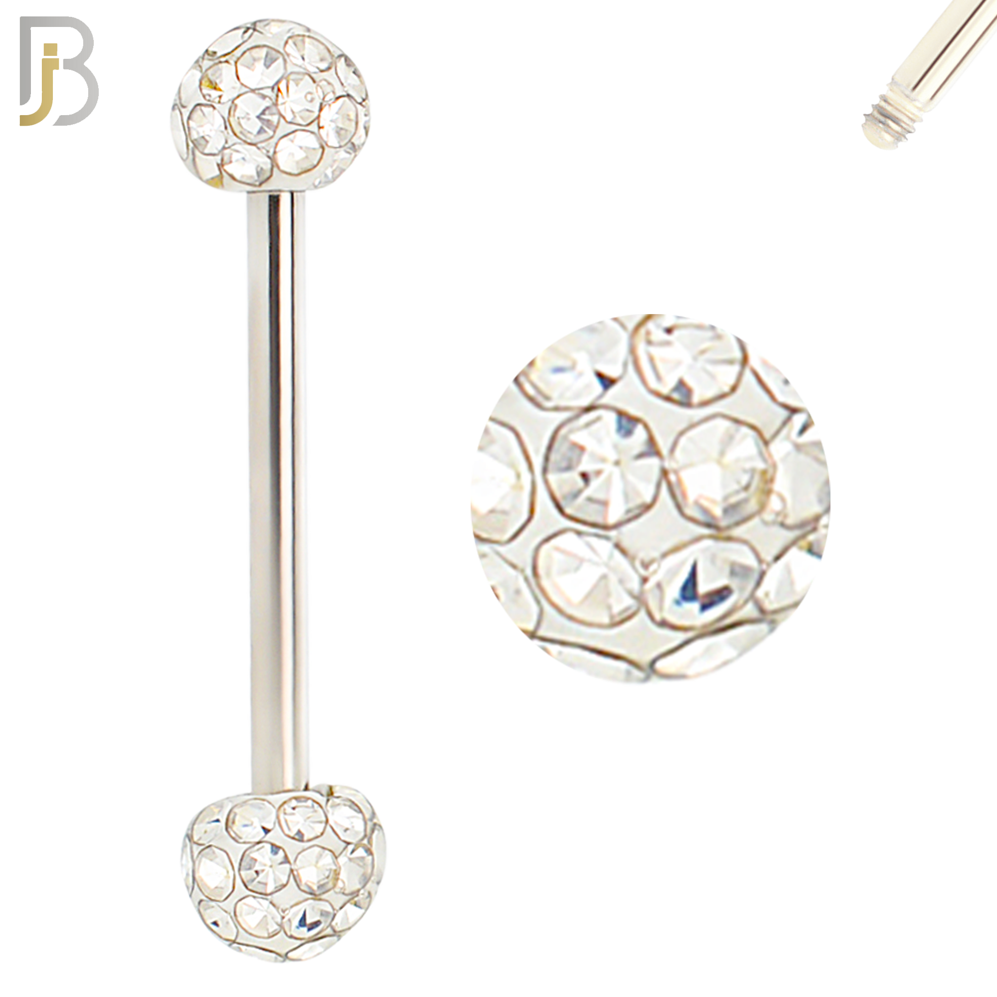 BB68 - 316L Surgical Steel Barbell with  Oil Coated Multi Cubic Zirconia Ball (Pack of 4) image 3