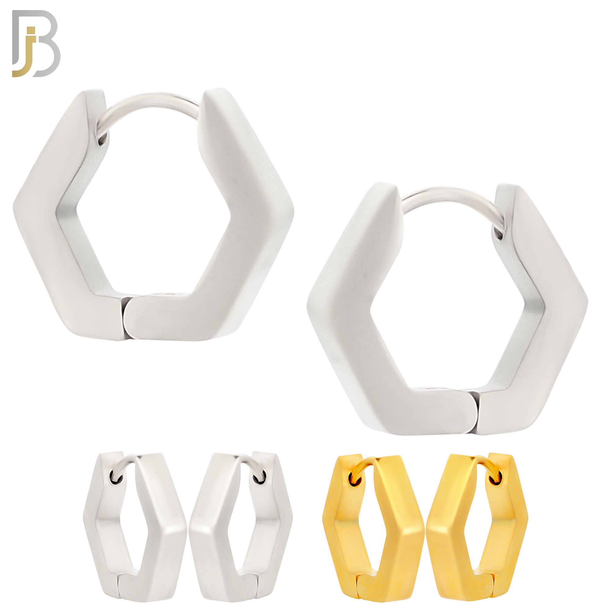 ES170 - 316L Stainless Steel Plain Huggies Hexagon Shape Clip On image 0