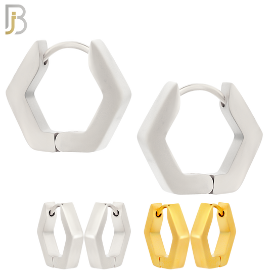 ES170 - 316L Stainless Steel Plain Huggies Hexagon Shape Clip On image 0
