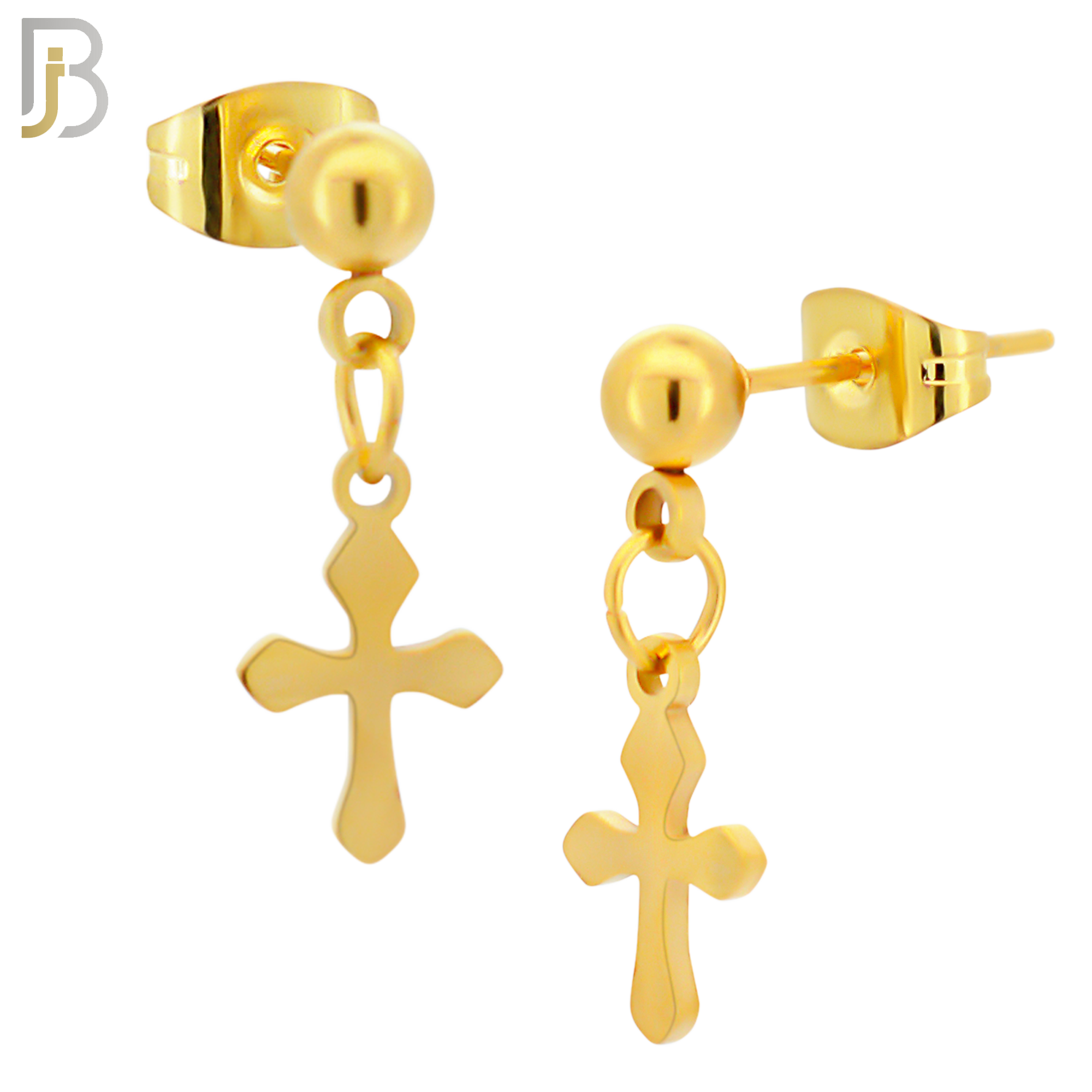 ES119 - 316L Stainless Steel Dangling 15x8mm Cross Design Earrings Stud image 3