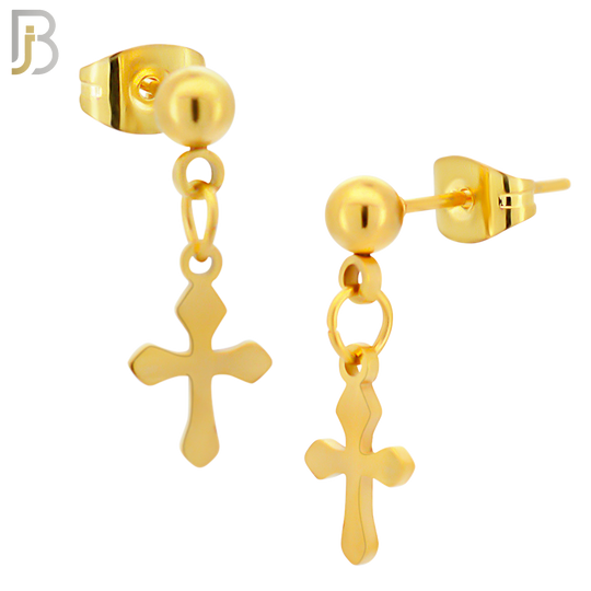 ES119 - 316L Stainless Steel Dangling 15x8mm Cross Design Earrings Stud image 3