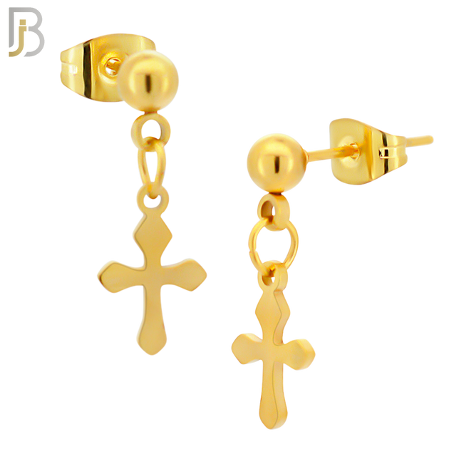 ES119 - 316L Stainless Steel Dangling 15x8mm Cross Design Earrings Stud image 3