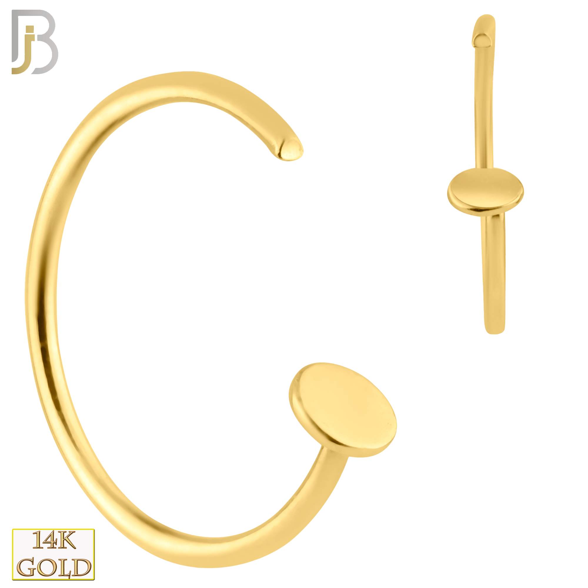 14-CT09 - 14k Solid Gold Halfmoon Design Hoops Piercing  image 0