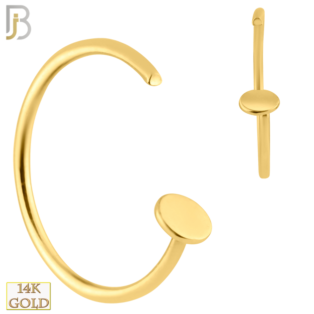 14-CT09 - 14k Solid Gold Halfmoon Design Hoops Piercing  image 0