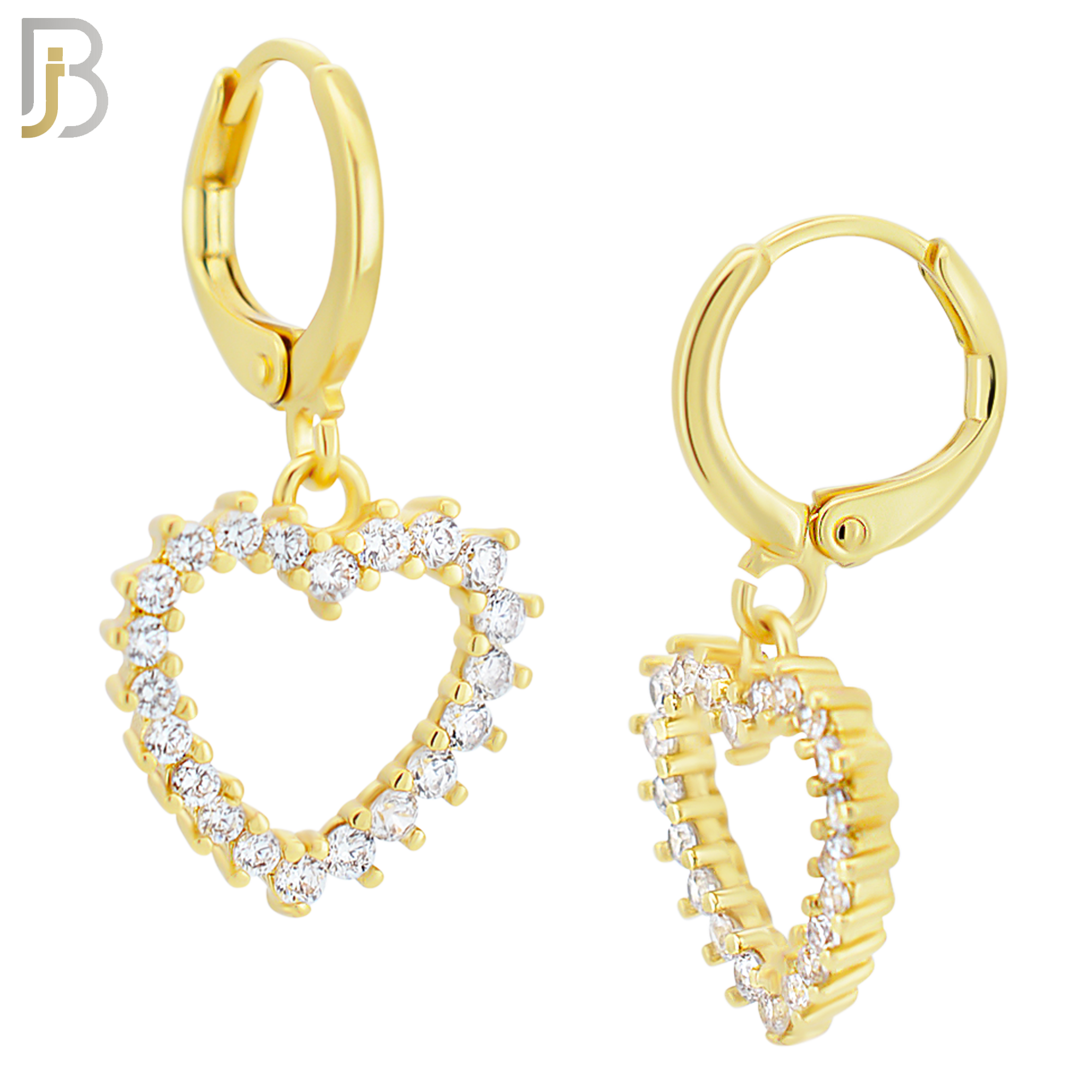 ES100 - 316L Stainless Steel Dangling Heart Hollow with Zircon Huggies Clip On image 2