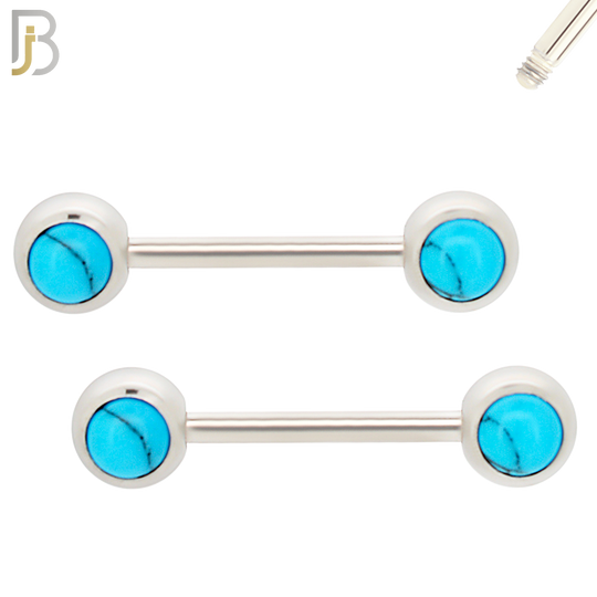 NP75 - 316L Surgical Steel Turquoise Nipple Ring image 0