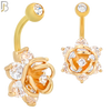 NB36 - 316L Stainless Steel Rose Flower Zircon Banana Belly Navel Ring image 3