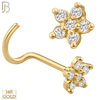 14-NR15C- 14K Solid Gold Star Shaped Flower Design with CZ Nose Screw - Yellow Gold image