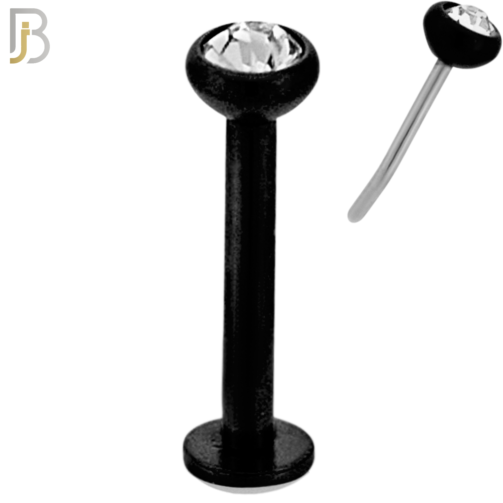 LB16K16 - 16g Thicknesss 316L Surgical Steel Black Plated Press Fit Bezel Setting Push In  Zircon (PACK OF 6) image 4