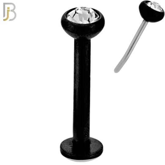 LB16K16 - 16g Thicknesss 316L Surgical Steel Black Plated Press Fit Bezel Setting Push In  Zircon (PACK OF 6) image 4