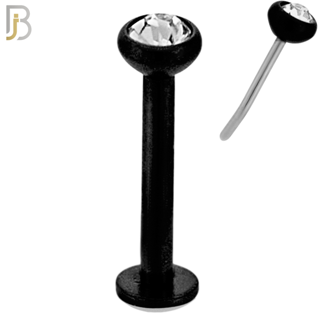 LB16K16 - 16g Thicknesss 316L Surgical Steel Black Plated Press Fit Bezel Setting Push In  Zircon (PACK OF 6) image 4
