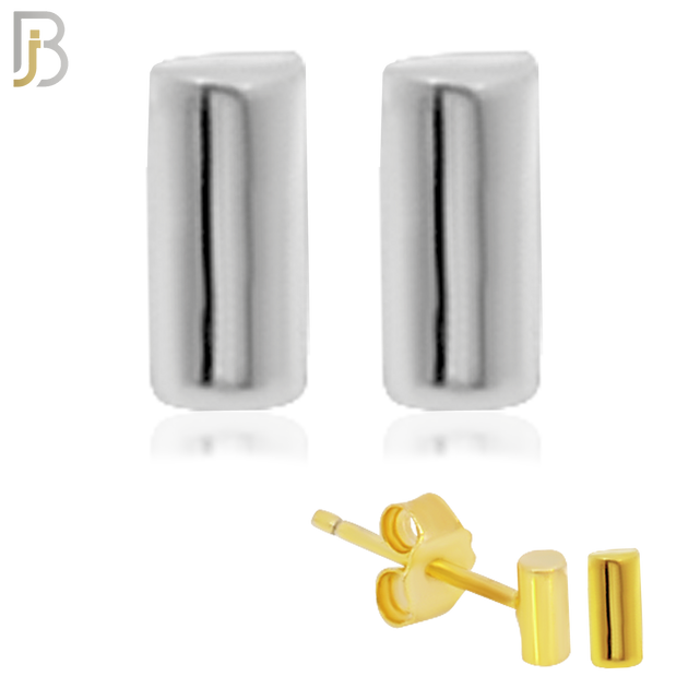 925-ES69 - 925 Sterling Silver Cylinder Shape Design Ear Stud Pair image 0