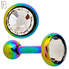TB118RBC -  Multicolor Plated Clear CZ 316L Stainless Steel Bezel Tragus/Cartilage Barbell (PACK OF 6) image 3