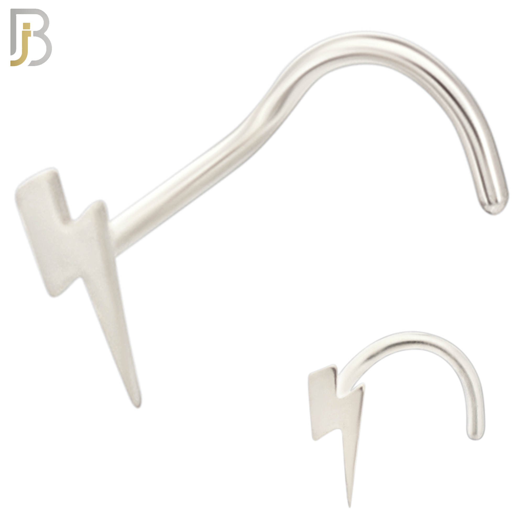 NR38C - 316L Surgical Steel Plain Lightning Bolt Design Nose Screw (PACK OF 6) image 1