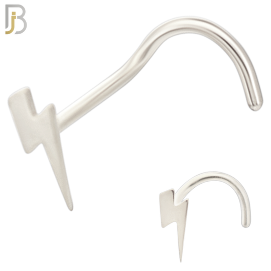 NR38C - 316L Surgical Steel Plain Lightning Bolt Design Nose Screw (PACK OF 6) image 1