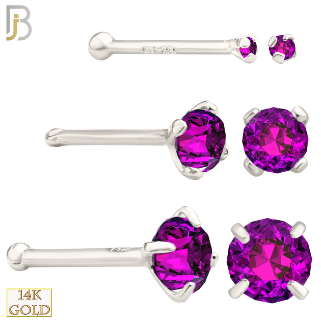 14-NR01CWR - 20g 14k White Gold Nose Bone with Ruby Colored CZ image 0