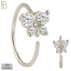 925-CT29 - 925 Sterling Silver Butterfly with CZ Design Nose Hoops 22g Thick 8mm wide (Pack of 6) image 0