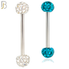 BB68 - 316L Surgical Steel Barbell with  Oil Coated Multi Cubic Zirconia Ball (Pack of 4) image 0