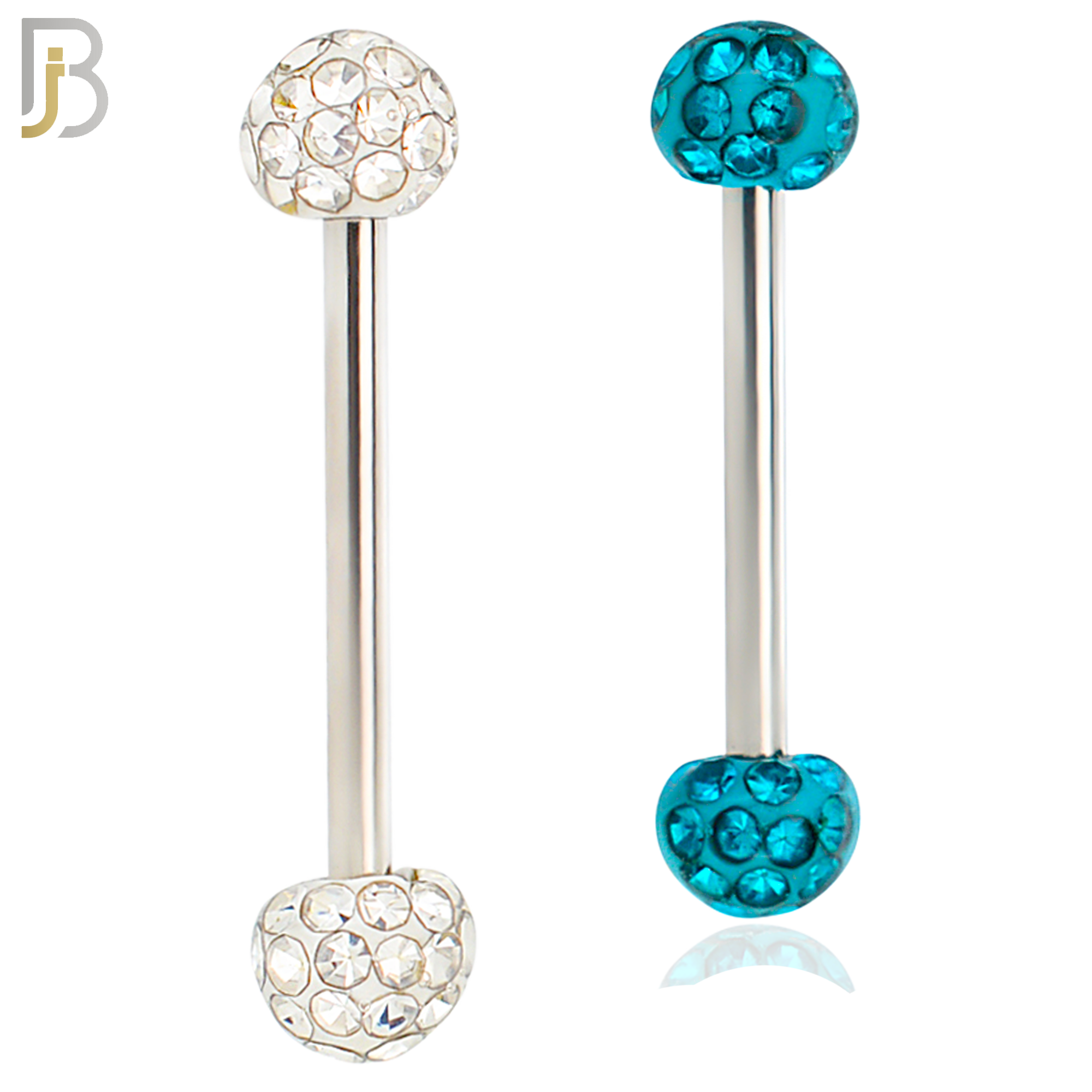 BB68 - 316L Surgical Steel Barbell with  Oil Coated Multi Cubic Zirconia Ball (Pack of 4) image 0
