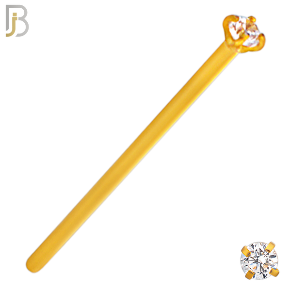 NR02G - 316L Surgical Steel Gold Plated Nose Stud  Prong Set Zircon Round Nose Ring (PACK OF 6) image 1