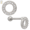 TB56 - 316L Stainless Steel Tiny Donut Round with Multi Zircon Tragus Barbell Cartilage Piercing Screw Ball Externally Threaded (PACK OF 6) image 1