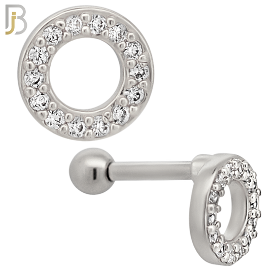 TB56 - 316L Stainless Steel Tiny Donut Round with Multi Zircon Tragus Barbell Cartilage Piercing Screw Ball Externally Threaded (PACK OF 6) image 1