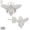 925-ES221 – .925 Sterling Silver Bee Design Earring Stud with Zircon image 1