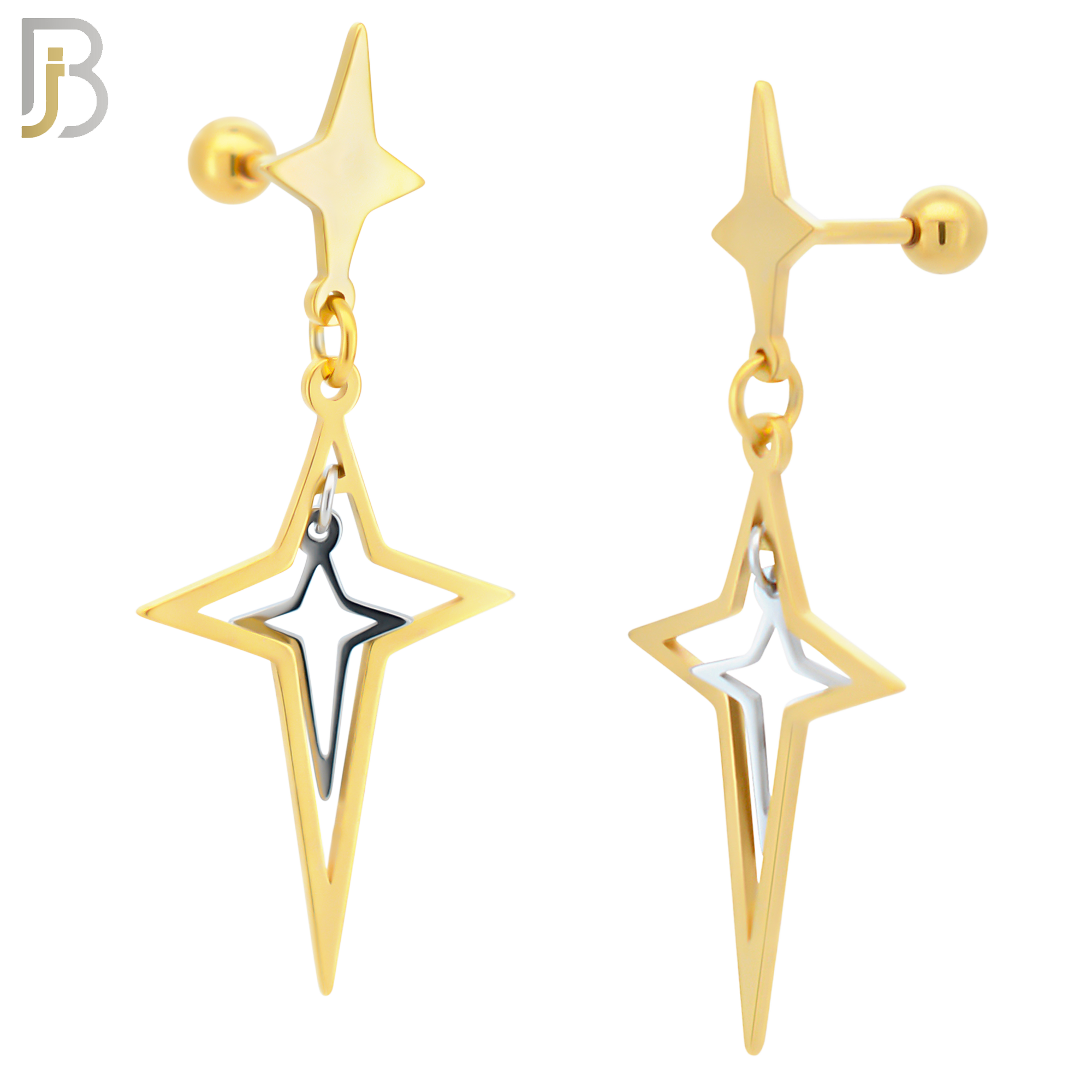 ES44 - 316L Stainless Steel Dangling Spike Cross Hollow with 4mm Screw Ball image 3