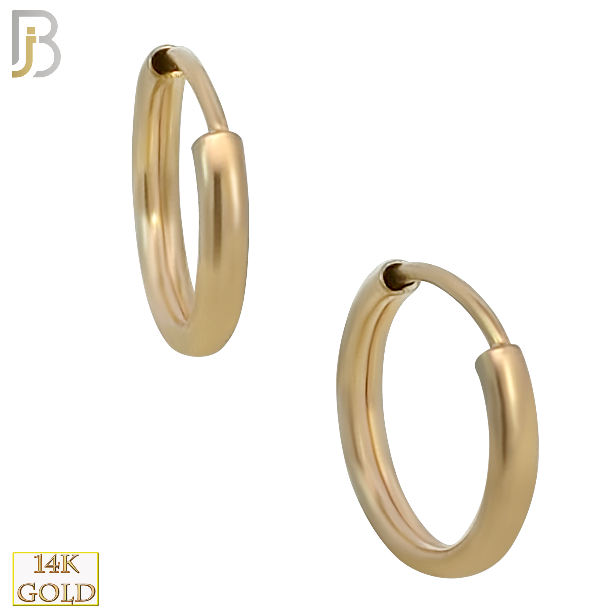 14k Solid Gold Plain Girl Hoop Earring image 0