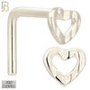 925-NR11LGS -  925 Sterling Silver Hollow Heart L Shape Nose Ring (Pack of 6) image 1