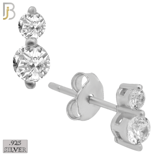 925-ES19 - .925 Sterling Silver Earring Double Prong Setting Clear Zircon image 1