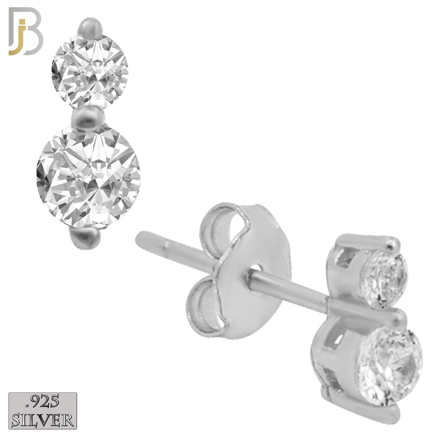 925-ES19 - .925 Sterling Silver Earring Double Prong Setting Clear Zircon image 1