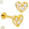 14-LB125 - 14k Yellow Gold Heart with Three (3) Cubic Zirconia Labret image 0