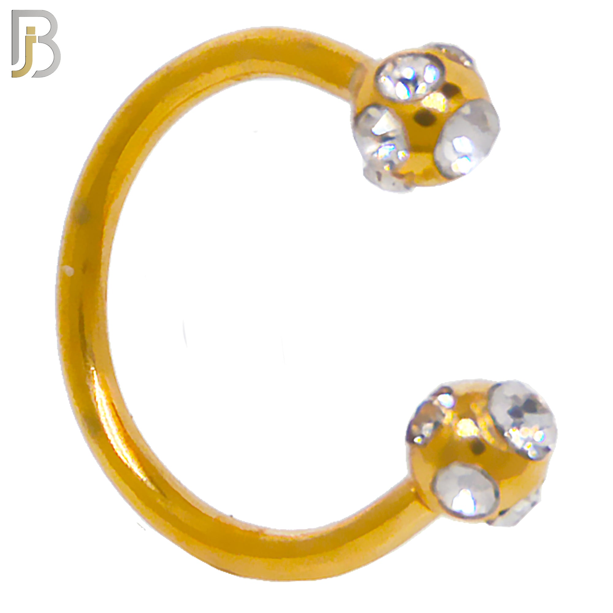 HS03G - 316L Surgical Steel Gold Plated Horseshoe with  Multi Zircon Screw Ball External Threaded (PACK OF 6) image 0