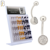 PK-NB02M - 316L Surgical Steel Screw Bezel Setting Sandpaper Ball Banana Belly Ring Pack of 40 image 0