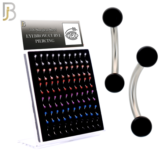 PK-EC08ST - 316L Surgical Steel Curved Barbell External Threaded Transparent/Solid Acrylic Ball image 0