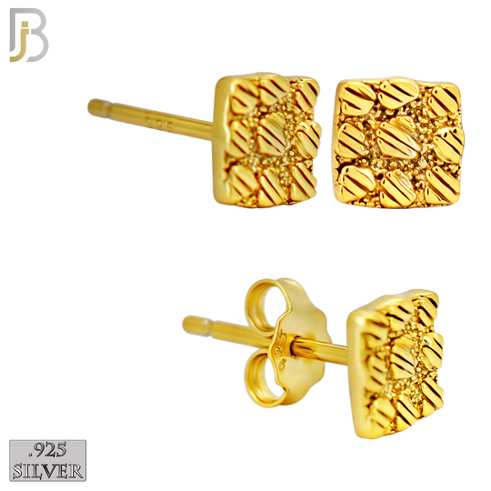 925-ES516 - 925 Sterling Silver Flat (Thin) Square Nugget Push Back Earrings - 6mm image