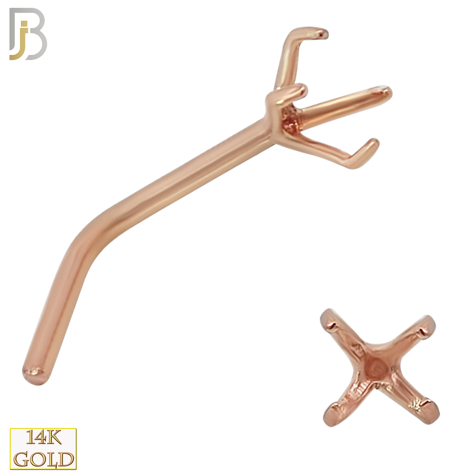 14-NR10R-20 - 20g Thickness 14k Solid Rose Gold Prong Setting L-Shape Mounting Only image 3