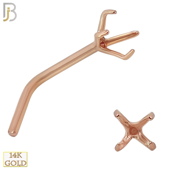14-NR10R-20 - 20g Thickness 14k Solid Rose Gold Prong Setting L-Shape Mounting Only image 3