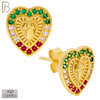 925-ES435 - 925 Sterling Silver Virgin Mary Religious Heart Shape Earring with Multi Colored Zircon - Push Back image 1