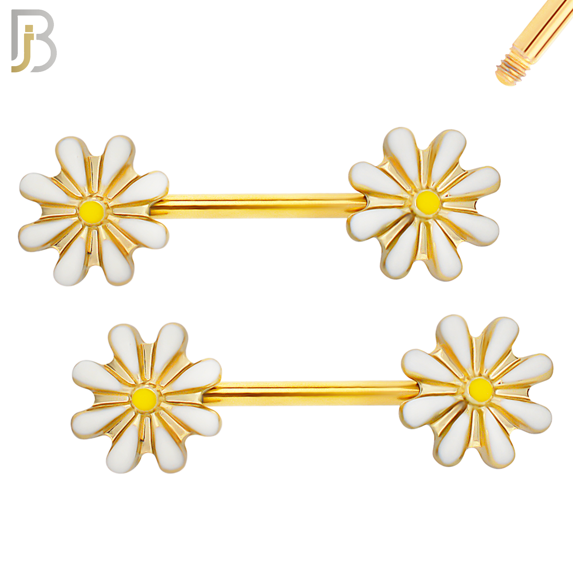 NP08 - 316L Surgical Steel Screw Daisy Design Nipple Ring Piercing image 1