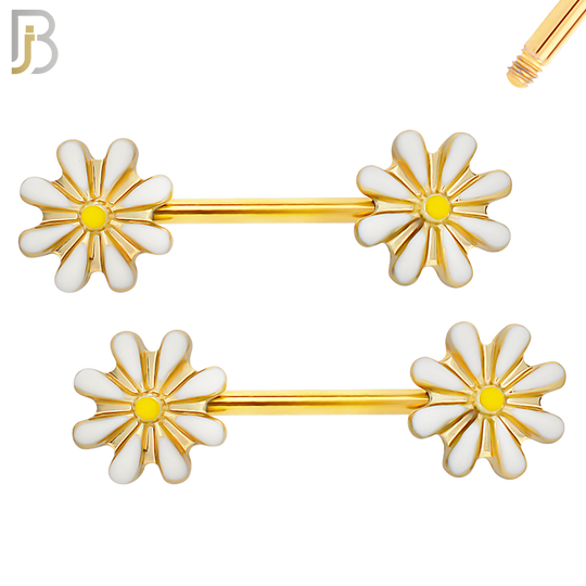 NP08 - 316L Surgical Steel Screw Daisy Design Nipple Ring Piercing image 1